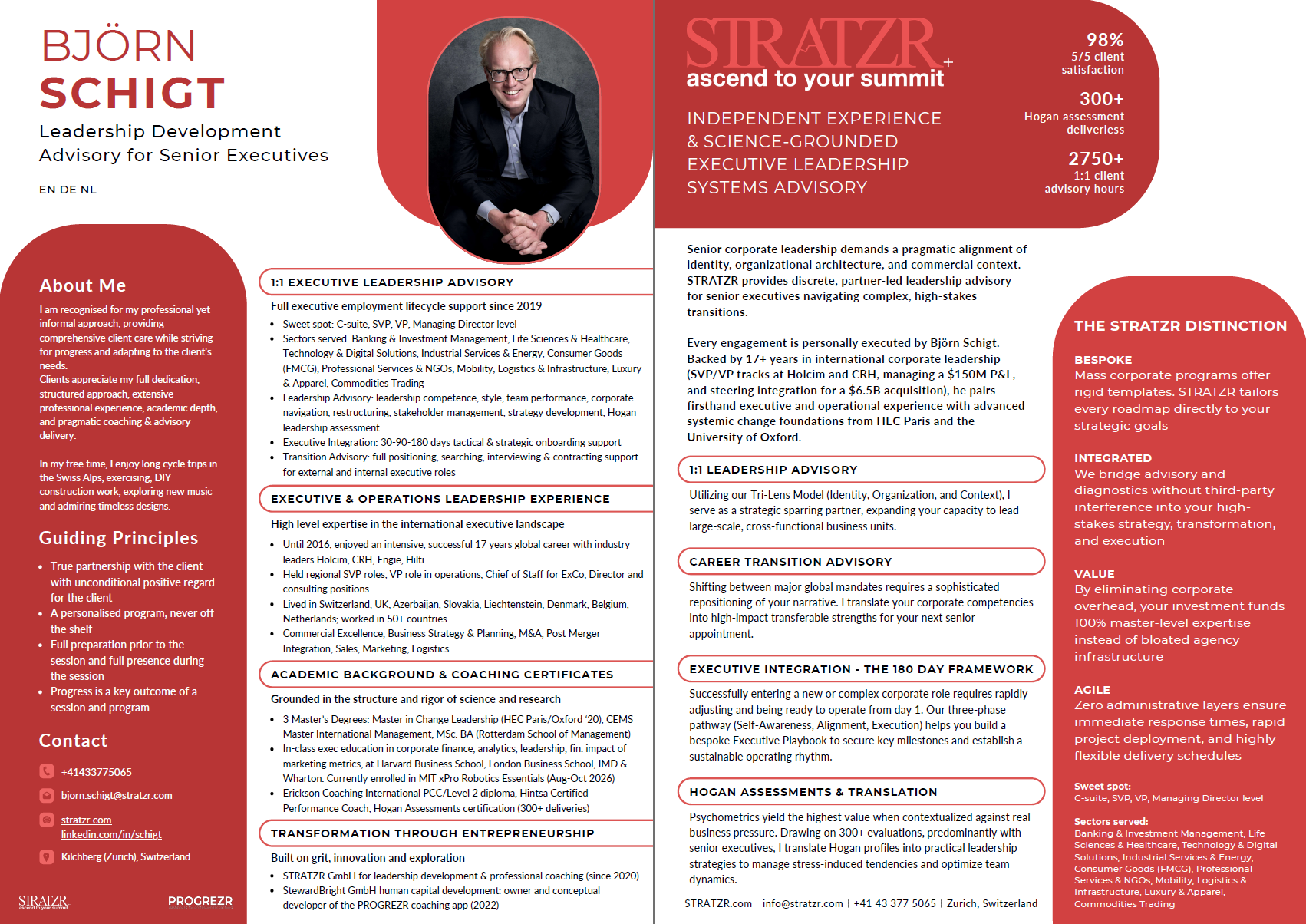 Björn Schigt STRATZR.com Leadership Development Advisory for Senior Executives page 1 - 2
